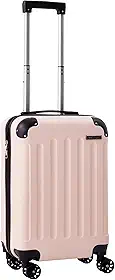 Mala de Bordo ABS Falcon Line SF24 (Rosê) | Bagagem de Mão Dimensões Padrão ANAC até 10kg, 4 Rodinhas 360°, Cadeado com Senha | Mala de viagem 10 kg, Divisória Interna com Zíper e Elástico de Fixação