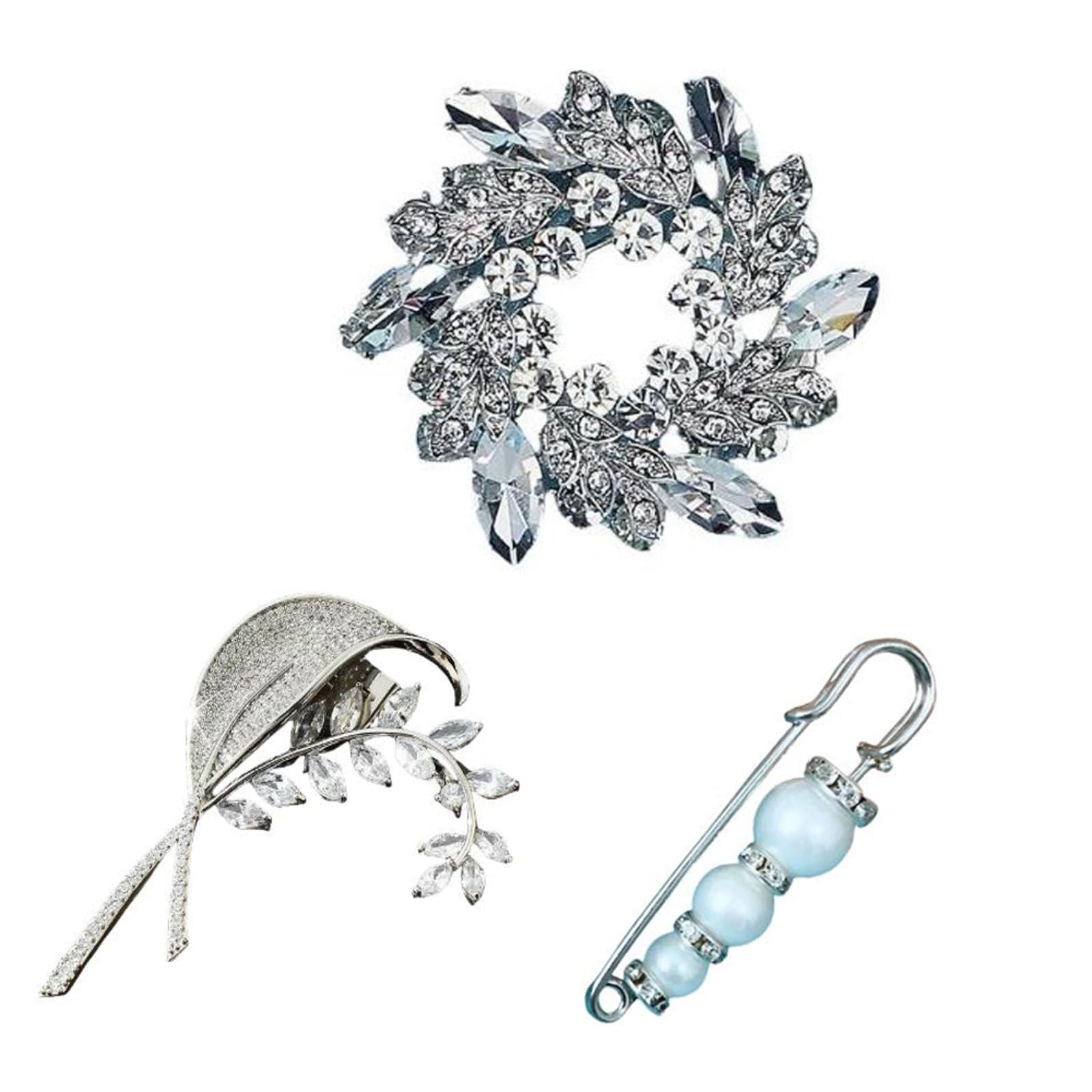 Broches y alfileres de 3 piezas para mujer, broche de cristal de alta gama, broche de flores, prendedores para ropa de muje