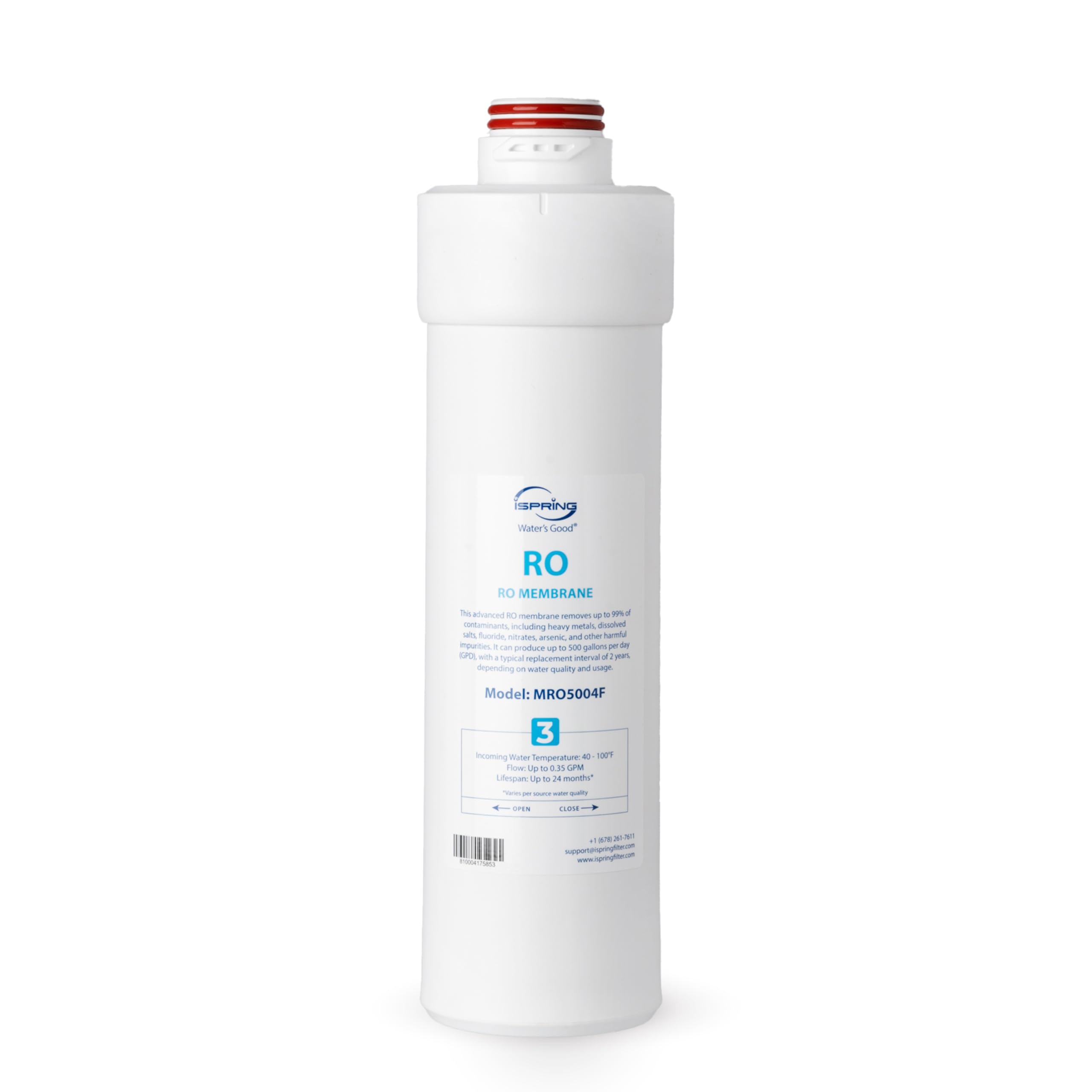 iSpring MRO5004F 3rd-Stage 500 GPD RO Membrane for RO5004F Series Tankless Reverse Osmosis System, Lasts up to 24 Months