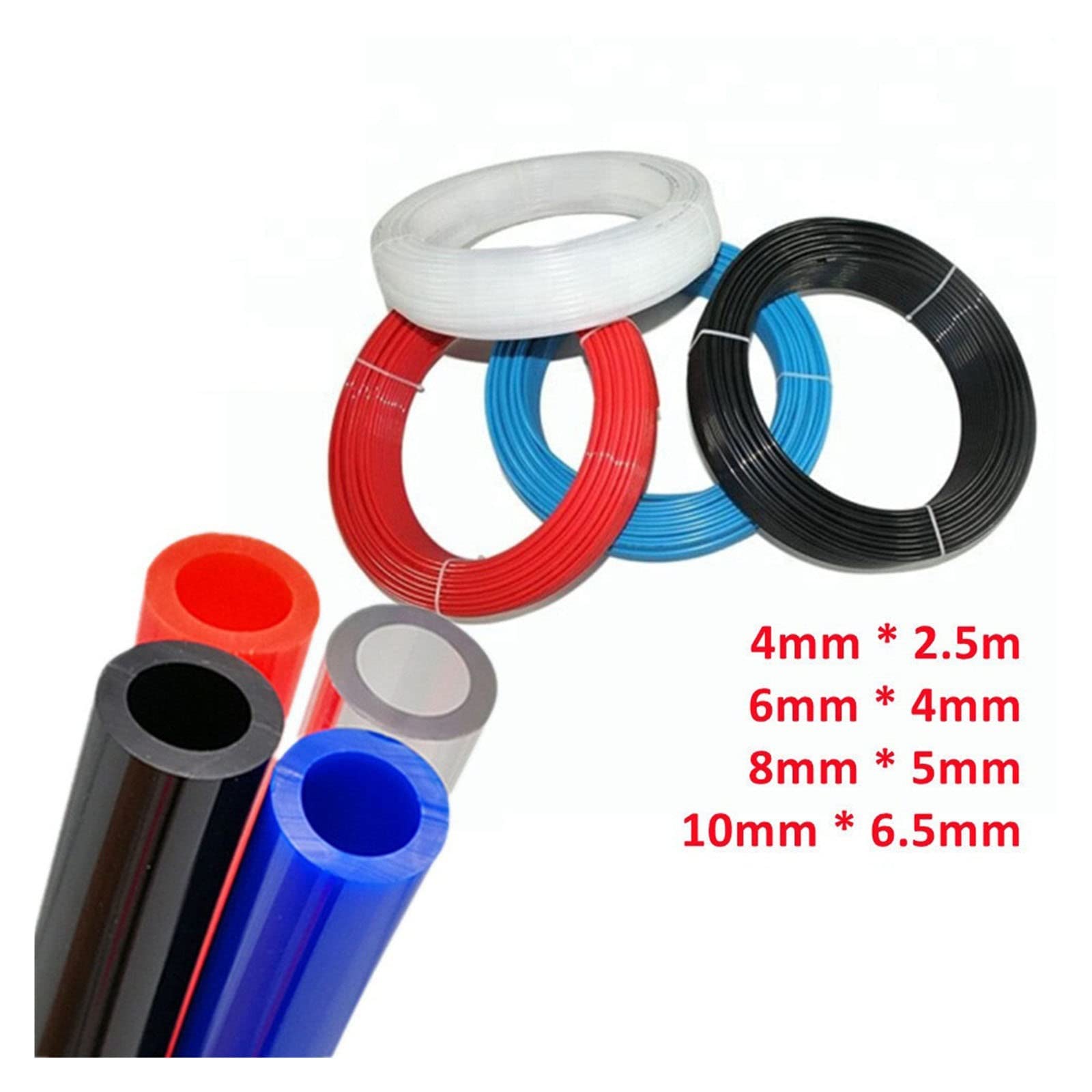 ACICS 10 Metros 8 mm 6 mm 4 mm 10 mm Tubo de Tubo neumático de Manguera de Aire PU Mangueras Compatible with Tubos de Poliuretano del compresor (Color : Black, Size : 10METER_OD 10XID 6.5MM)