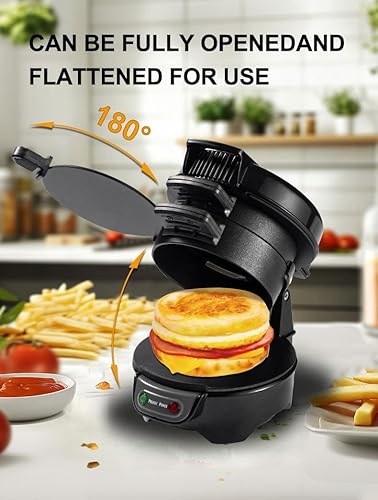 Miniatura 2 de Sandwichera de desayuno y olla de hamburguesas  Sandwichera eléctrica de huevos de 800 W con platos antiadherentes extraíbles, anillo para huevos,