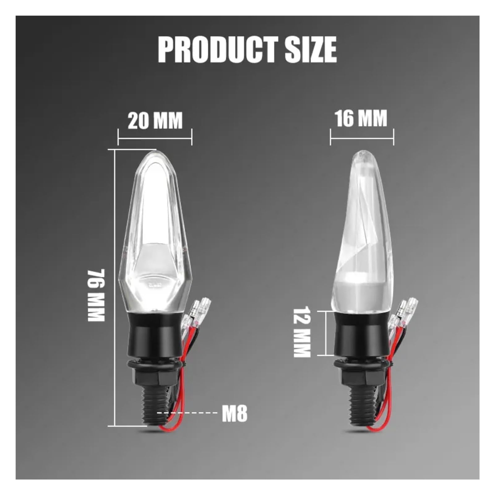 Indicatore di direzione Moto 12V Moto Fari di Direzione Lente Trasparente Lampeggianti Color Ambra(2 Pieces)