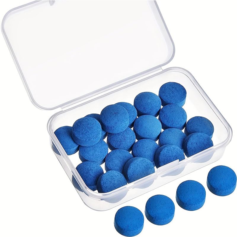 20 Pieces Pool Cue Tips Replacement Kit Billiard Pool Cue Tips Pool Stick Tips with Storage Box Billiard Cue Tips for Pool Cues and Snooker