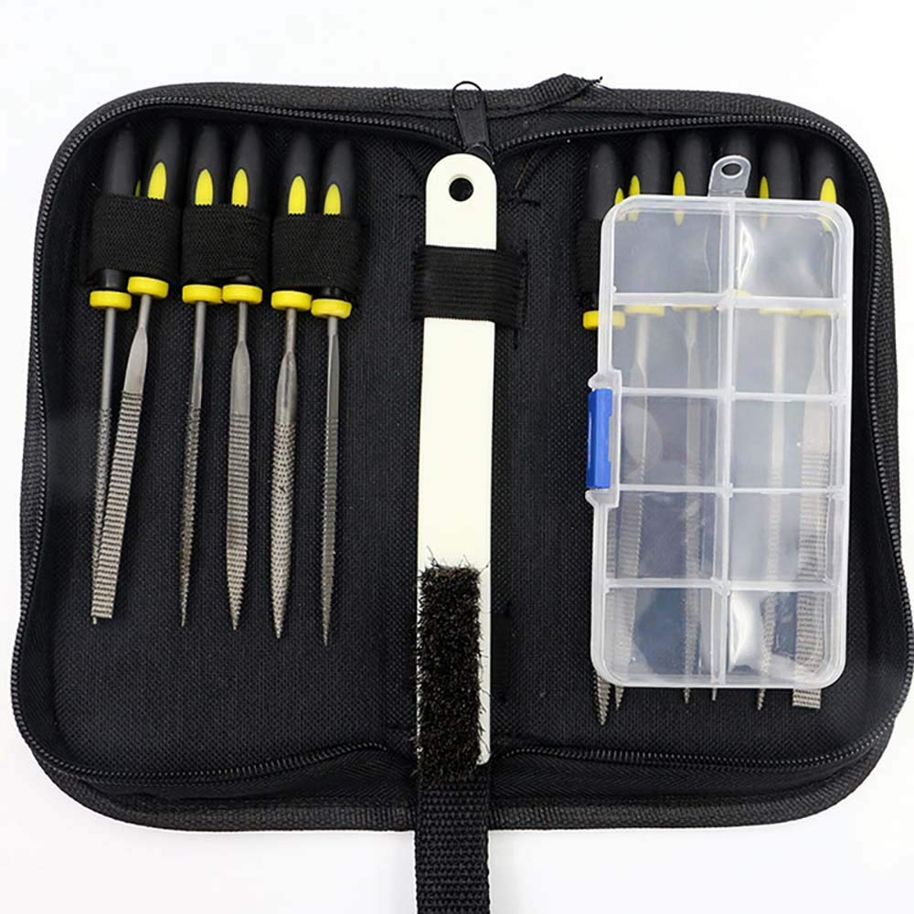 Lot de 15 petites limes et râpes en bois avec brosse de nettoyage - Mini limes aiguilles en métal avec une variété de formes et de tailles pour sculpture sur bois