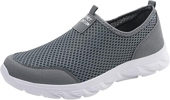 Zapatillas deportivas para hombre, transpirables, ligeras, de malla, para caminar, correr, con soporte de arco, antideslizantes, gruesas, cómodas, manos libres, para deportes al aire libre, gris, 39 20