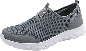 Zapatillas deportivas para hombre, transpirables, ligeras, de malla, para caminar, correr, con soporte de arco, antideslizantes, gruesas, cómodas, manos libres, para deportes al aire libre, gris, 39 2