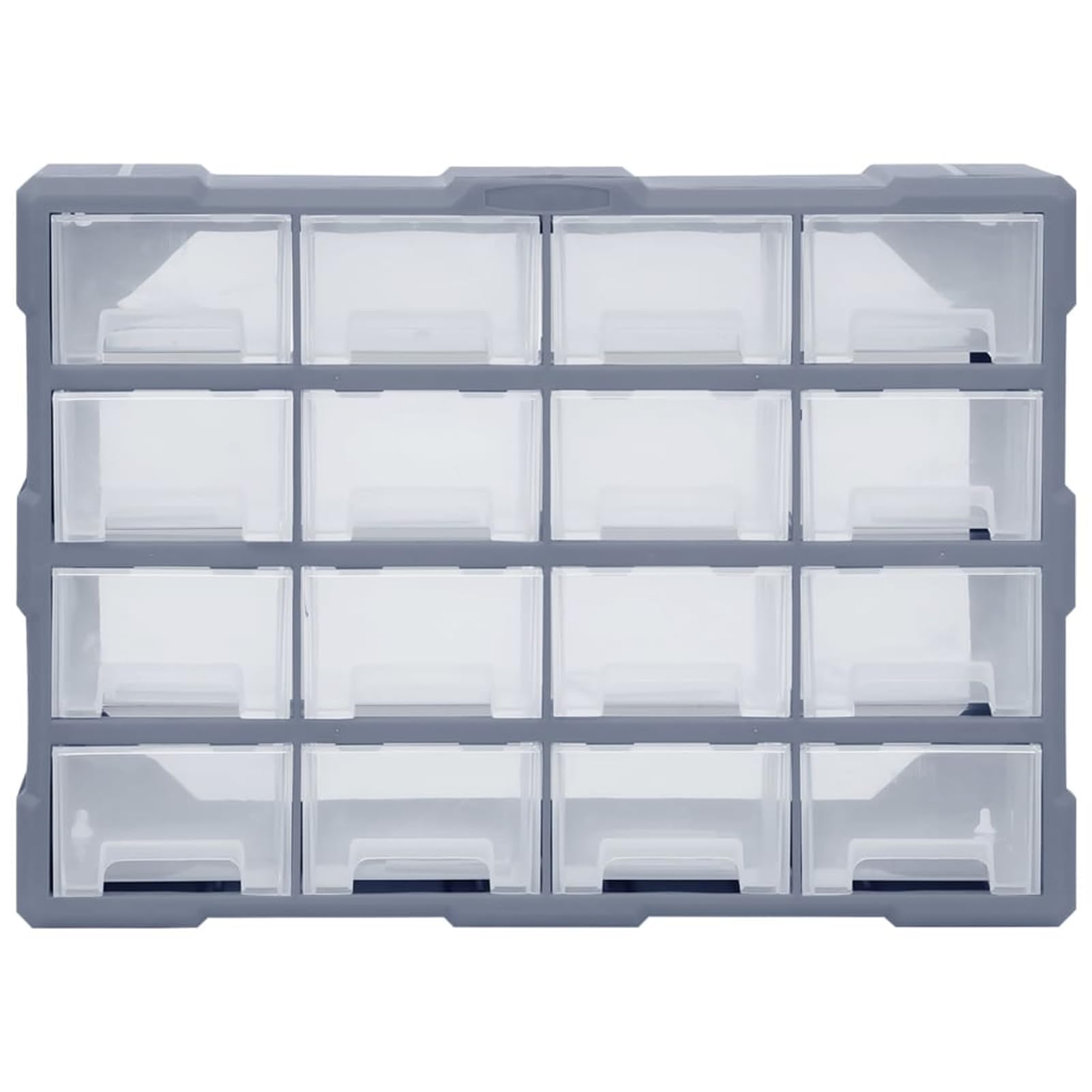 Homgoday Organizador de 16 Cajones Medianos, Caja de Herramientas Multiusos, Armario de Plástico Resistente, Gris, 52x16x37 cm, para Tornillos, Clavos y Accesorios