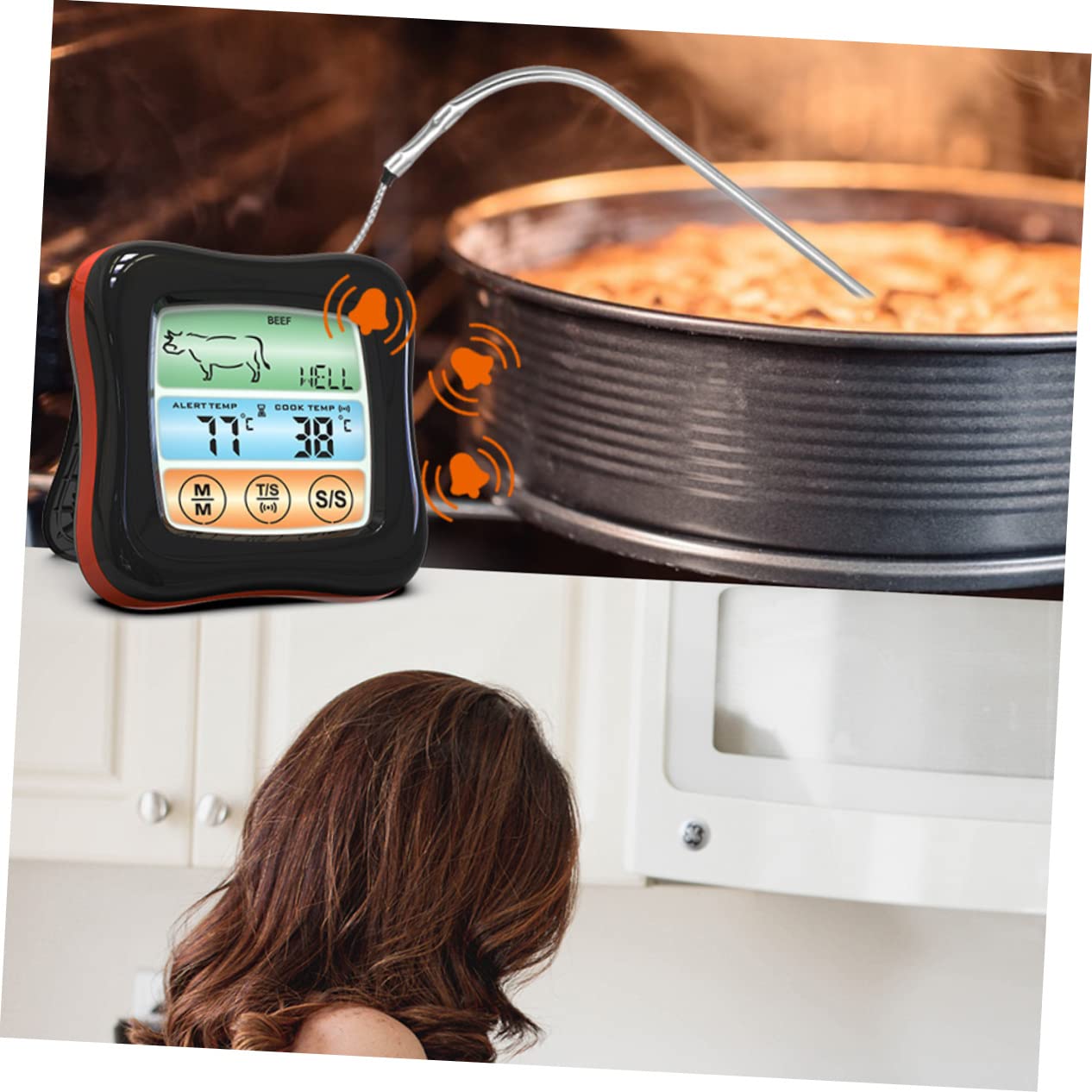 Termómetro Digital Táctil Temporizador para Cocina y Barbacoa