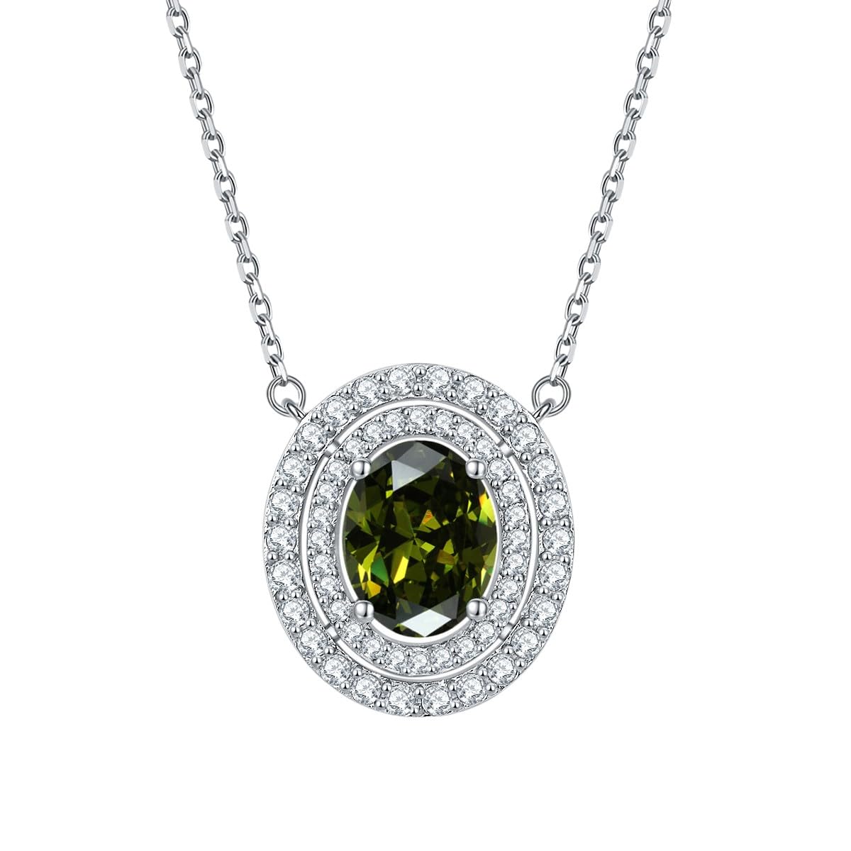 Halskette mit Anhänger aus 925er Sterlingsilber, ovaler Zirkonia-Anhänger, glänzender Anhänger, zwölf Sternbilder, Geburtsstein-Halsketten, Schmuck für Frauen und Mädchen (Zwillinge A)