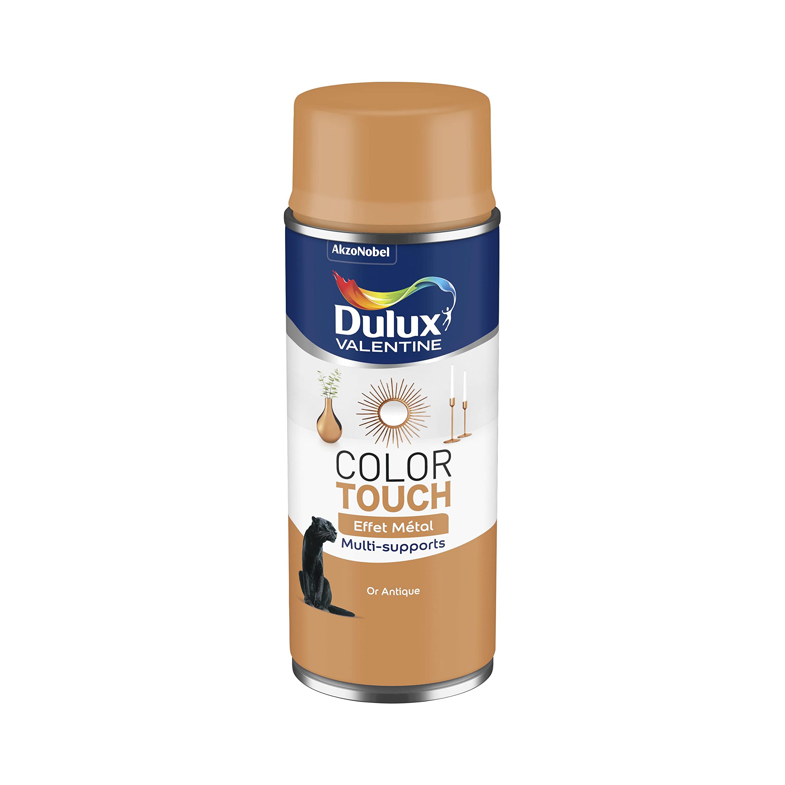 Dulux Valentine Peinture Intérieure et Extérieure Aérosol Color Touch - Pour bois, plastique, PVC, carton, papier - Or Antique Effet Metal - 400ml