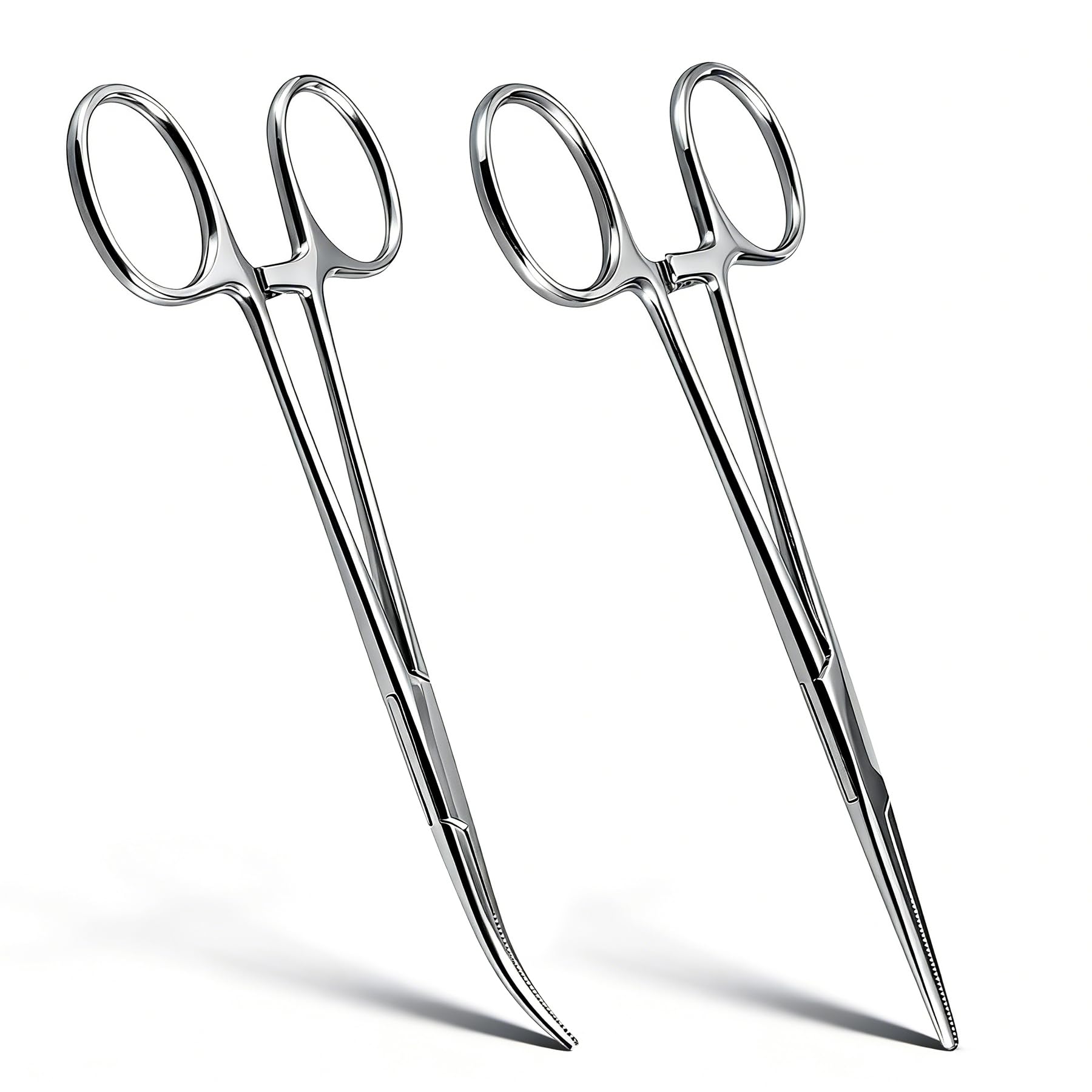 2 Pezzi Pinze Emostatiche in Acciaio Inox, Pinza Curva e Diritta 12,5cm, Morsetti di Precisione per Pulizia Orecchie Animali Domestici, Grooming Cani e Gatti, Pesca e Hobby