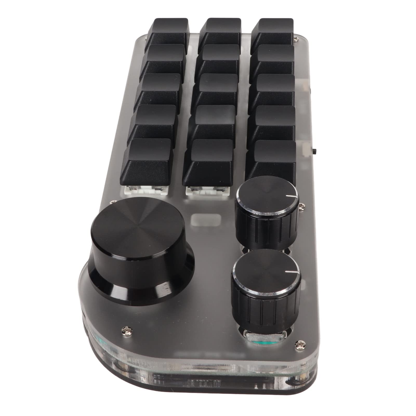 Alomejor Mini Tastiera USB Meccanica Wireless a 15 Tasti con Manopole per Musica da Gioco e Ufficio in Acrilico Bianco