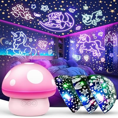Hapikids Unicornios para Niñas Unicornia Regalo Niño 2 3 4 5 Años Lampara Seta Proyector Estrellas Unicornio Luz Nocturna Infantil Lampara Bebe Juguetes Niños 2 3 4 5 6 7 Años Regalos para Niños