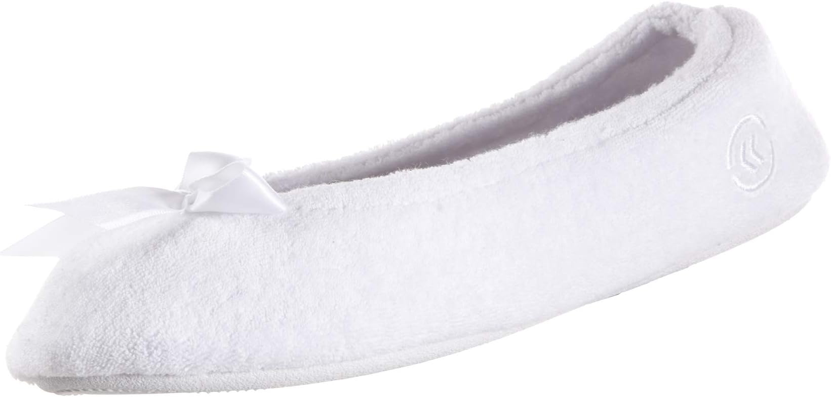 Women’s Classic Terry Ballerina Slipper: Soft, Breathable, Terry Lined, Satin Bow, Secure Fit