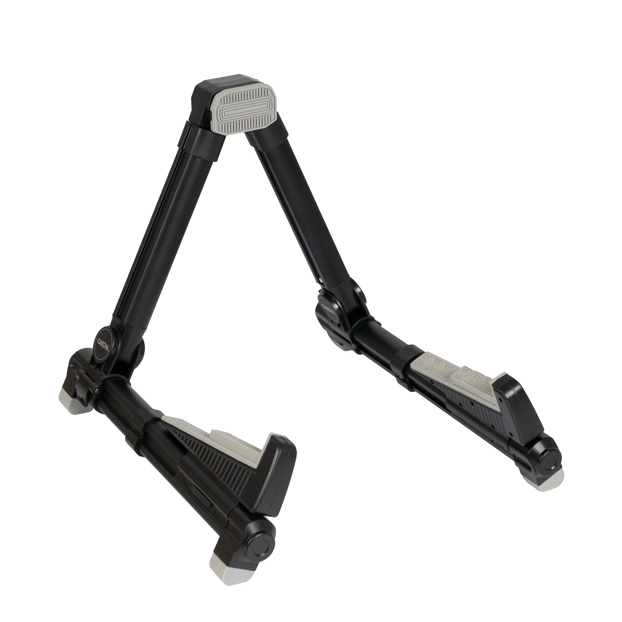 CASCHA Ukulelenständer aus Aluminium, verstellbarer und klappbarer Ständer mit rutschfesten Gummifüßen, A-Form, Schwarz – Ideal für Konzert-Ukulelen und Kinder