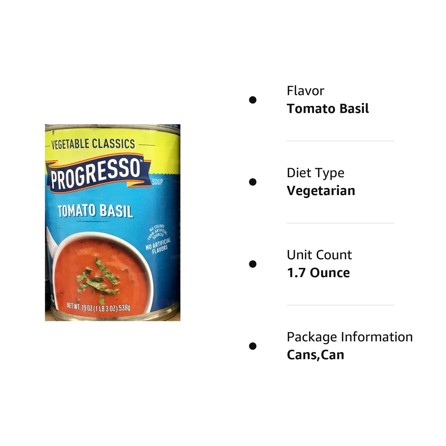Progresso Vegetable Classics, Tomato Basil Soup, Gluten oz Free, Cans, 19 6
