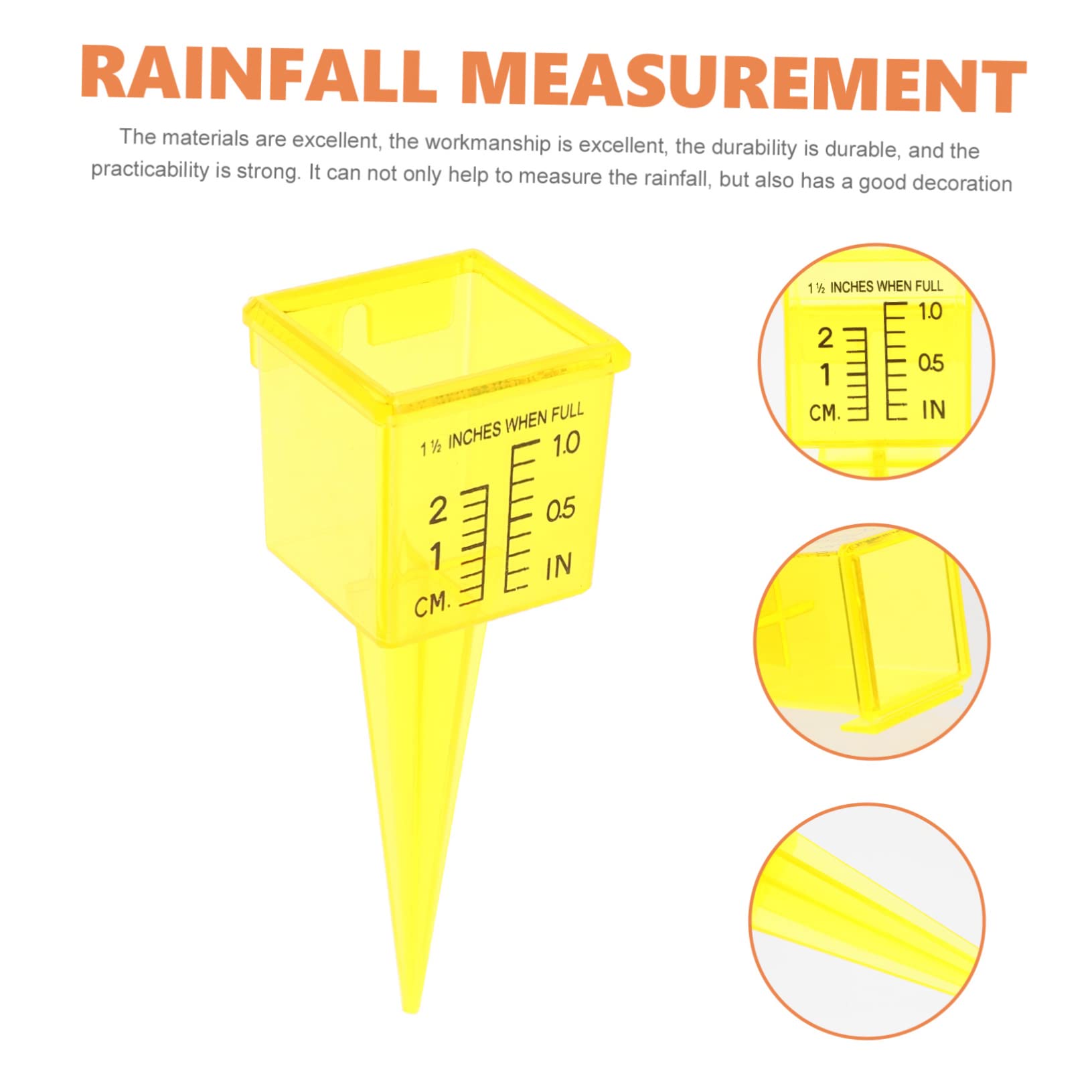 TINEASUR 2sets Outdoor Rain Gauge 1.5 Plastic Rain Gauge Stake Landscape Water Measure Easy to Install 10pcs*2