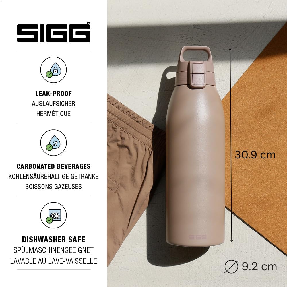 Sigg - Butelka do picia ze stali nierdzewnej – Shield ONE Dusk – nadaje się do napojów gazowanych – szczelna – lekka jak piórko – nie zawiera BPA – do użytku na zewnątrz i fitnessu – 1,5 l