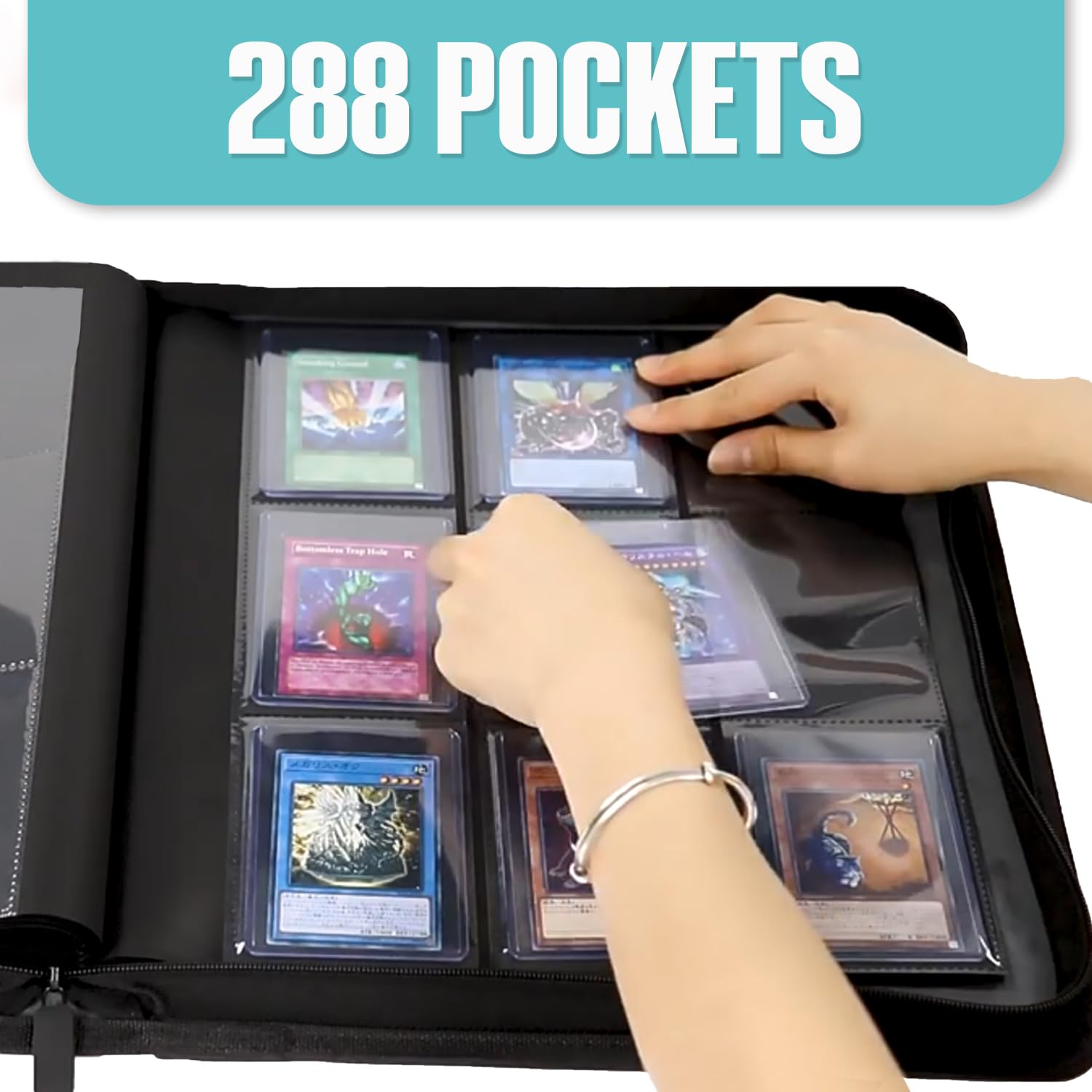 Raccoglitore a 9 tasche (7,6 x 10,2 cm), contiene 288 caricatori dall'alto, raccoglitore per carte PKM, TCG e MTG, raccoglitore dall'alto per carte (blu)