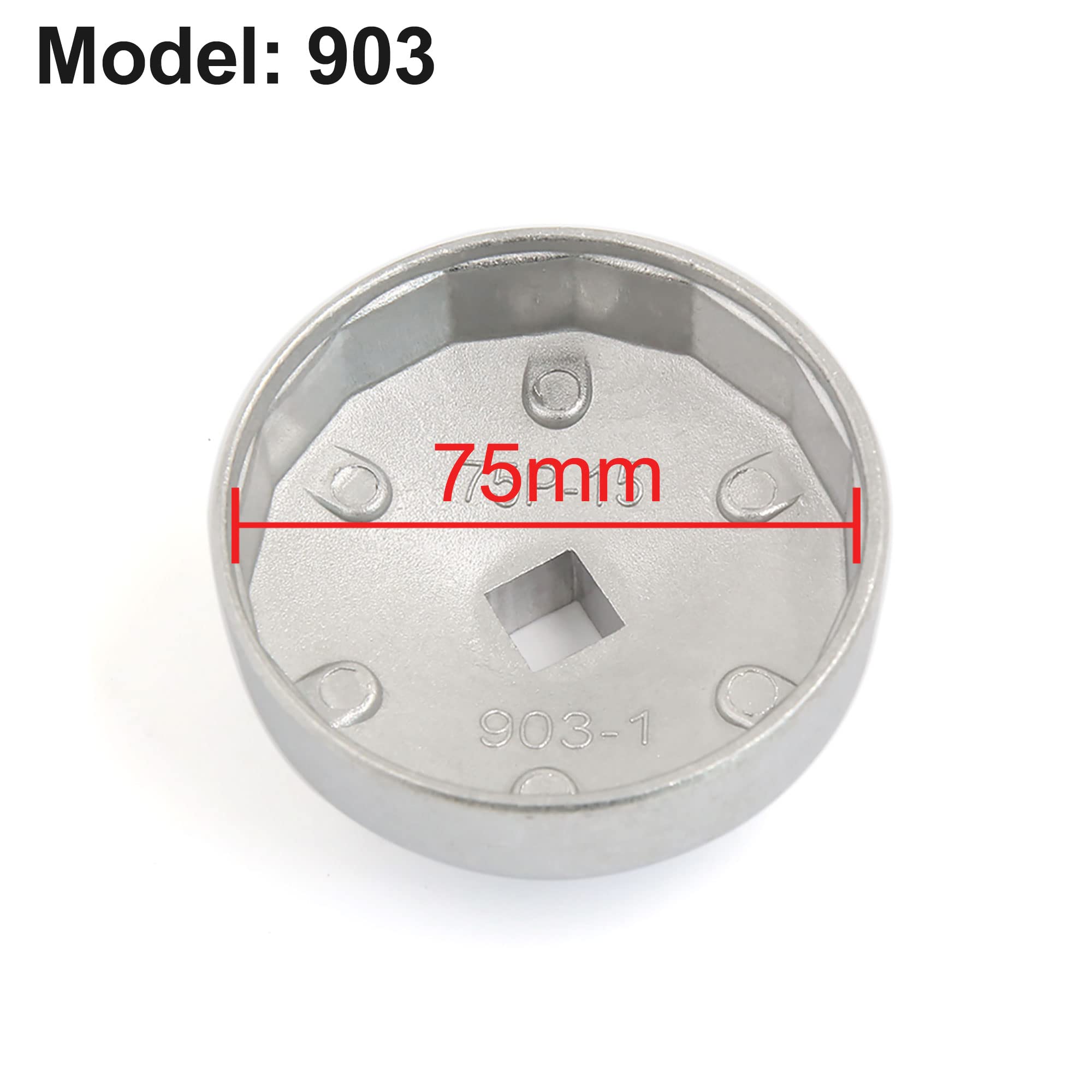 uxcell 1/2 Inch Square 15 Flutes 75mm Drive End Cap Oil Filter Wrench for Mazda