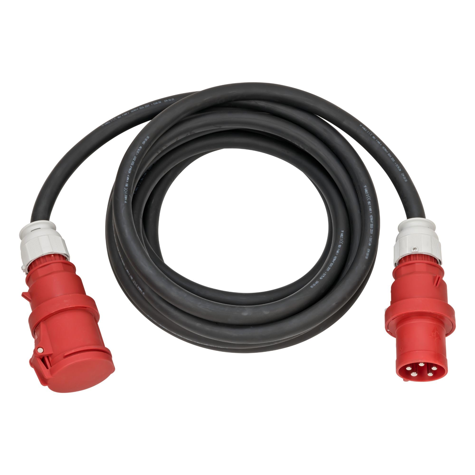 Brennenstuhl Professional Cable alargador CEE IP44 (Cable de 10m, Enchufe y Acoplamiento CEE, CEE 400V/63A, para Obras y Trabajo con Alta tensión, Fabricado en Alemania) | H07RN-F 5G16,0, 400V/63A 5 polos con enchufe CEE y acoplamiento, para exteriores IP