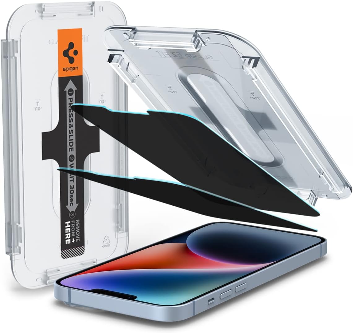 Spigen Tempered Glass Screen Protector [Glas.tR EZ Fit] Designed for iPhone 13 Pro Max (2021) - Privacy [2 Pack]