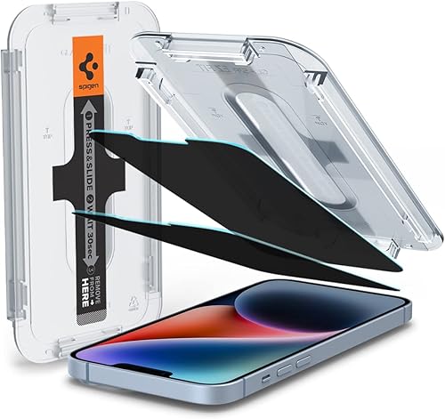 Miniatura 1 de Spigen Protector de pantalla de vidrio templado compatible con iPhone 14 Plus/iPhone 13 Pro Max [privacidad/paquete de 2]