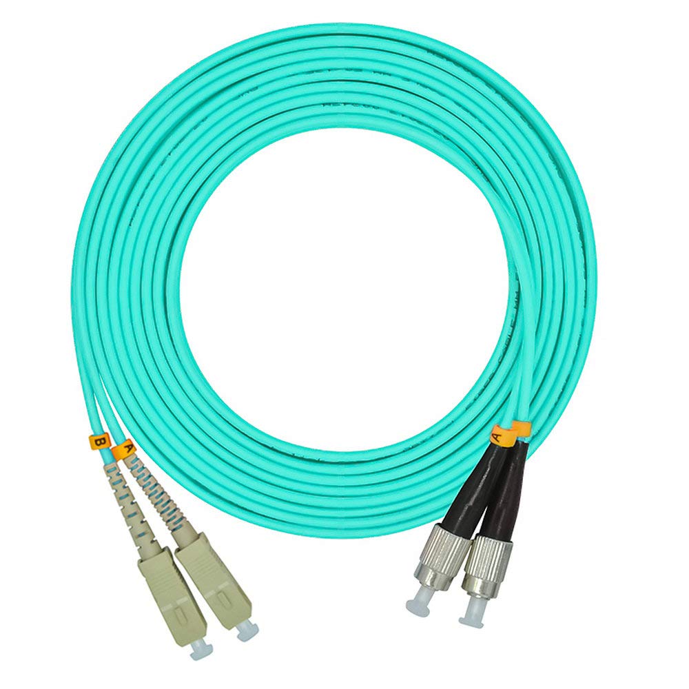 Jeirdus 10 Meters 33ft SC to FC Duplex 50/125 10G OM3 Multi-Mode Fiber Optic Cable Jumper Optical Patch Cord SC-FC