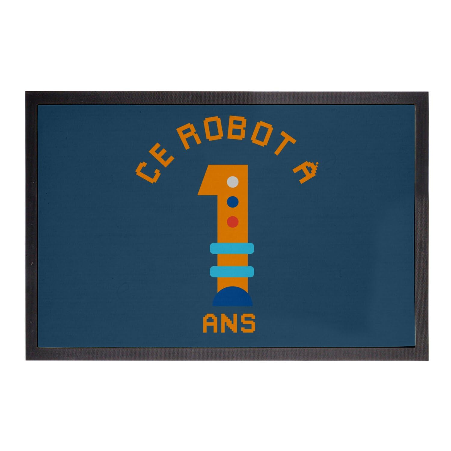Paillasson Bleu Robot Enfant Tapis Entrée Cadeau Anniversaire 1 An