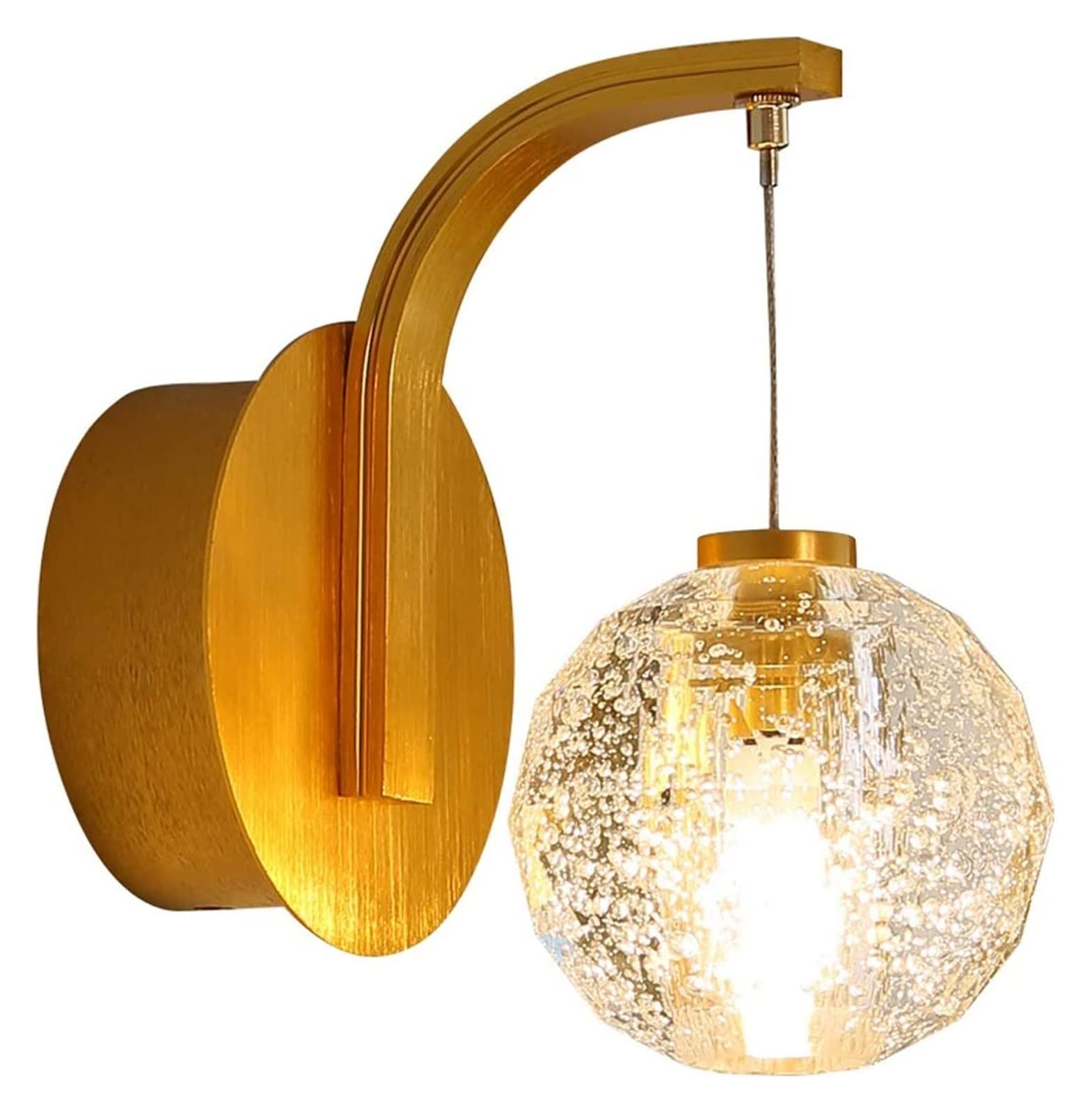 ZTCHSENZT Wall Lamp Light Golden Living Room Crystal PostWall Mounted Lamp with Crystal Lampshade Bedroom Bedside Aisle Wall Lamp, Diameter 4.7in Wall Light,1PACK