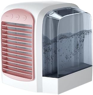 SYDT Climatiseur Portable, climatiseurs purificateur d'humidificateur à économie d'énergie pour la Maison, 3 Vitesses de Ventilateur, Ventilateur Mobile USB pour Chambre de Bureau,Pink