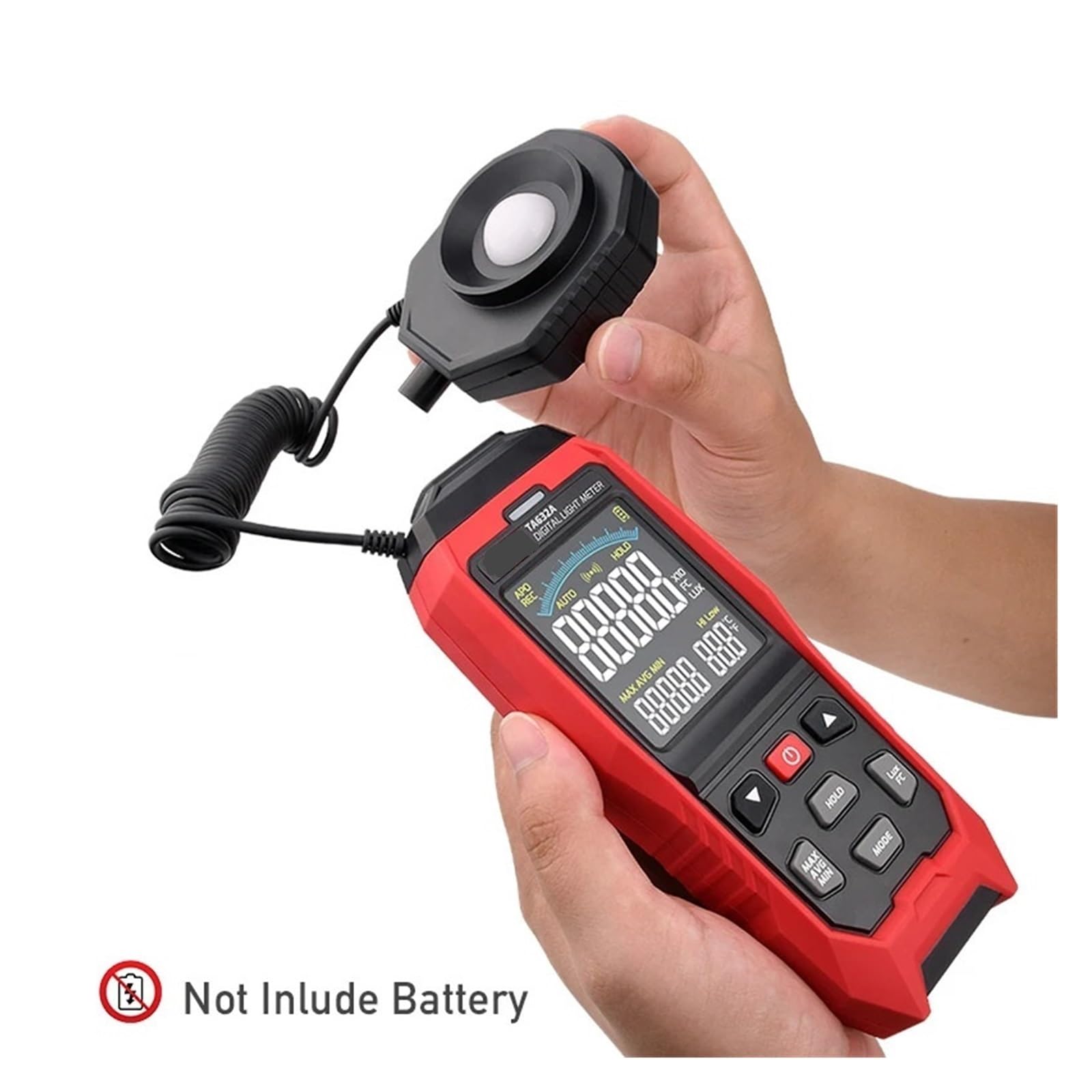 Luxómetro Portátil, Medidor de luz digital Iluminómetro Lux/Fc con sonda desmontable for fotografía y pruebas ambientales(TA632B)