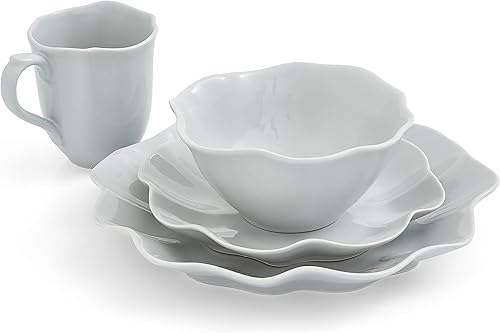 Portmeirion Sophie Conran Floret - Juego de 4 piezas  Plato llano, plato de ensalada, cuenco de cereales y taza, hecho de porcelana, apto para disponible en Yaxa Venezuela