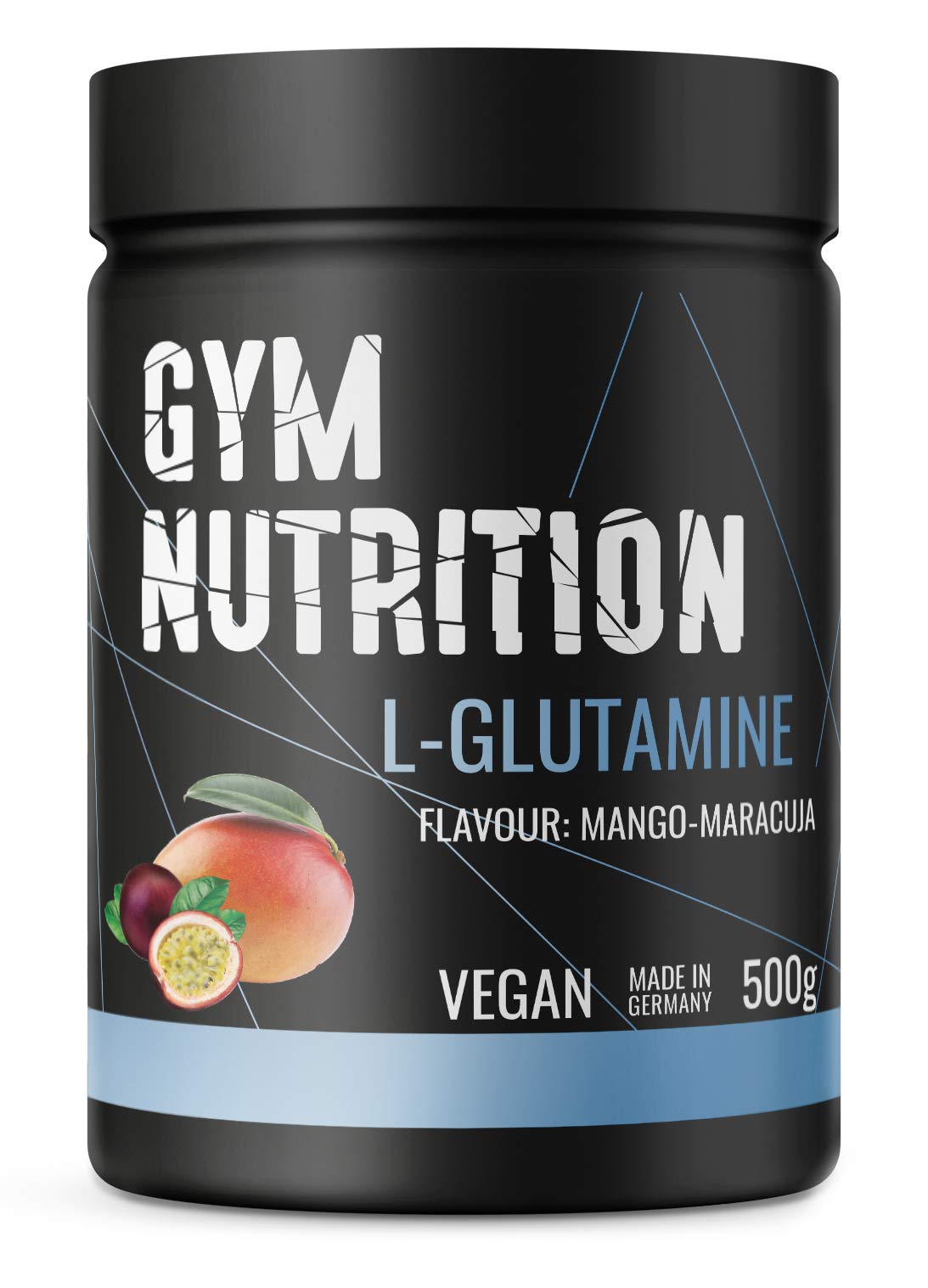 500g Ultrareines L-Glutamin Pulver extra hochdosiert - Glutamin Pulver - Laborgeprüft und vegan – Made in Germany - Mango Maracuja Geschmack