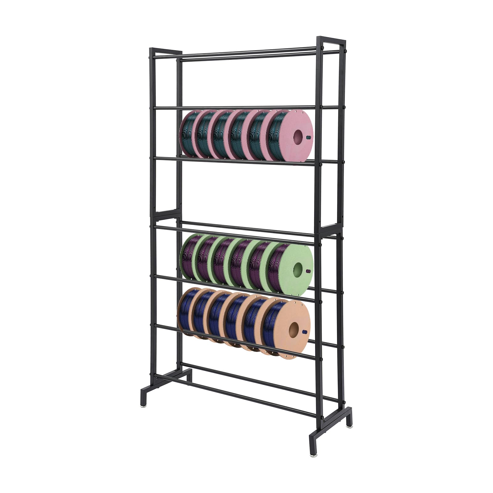 Uchwyt na szpulkę filamentu, 7 poziomów, regał magazynowy do drukarki 3D | Stalowy uchwyt na szpulę, regał do przechowywania filamentu, 84 x 33 x 165 cm, do warsztatu i studia