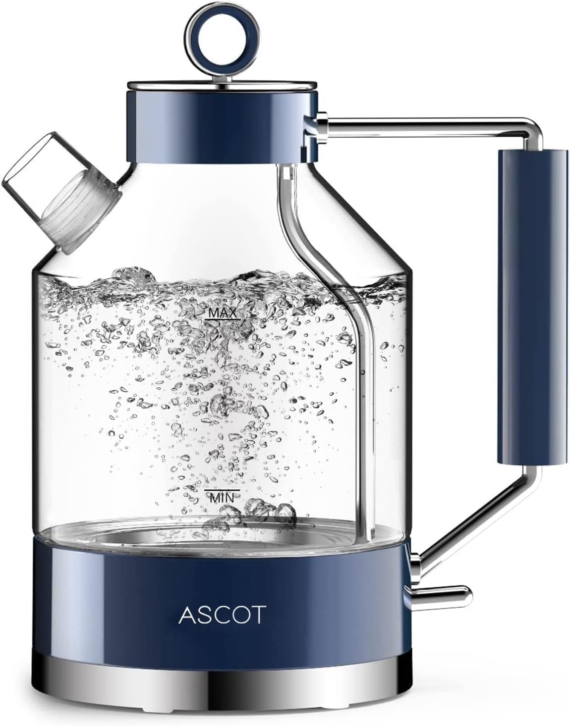 Electric Kettle, ASCOT Glass Electric Tea Kettle 1.5L 2200W Tea Heater & Hot Water Boiler, Borosilicate Glass, BPA-Free, Auto Shut-Off, Boil-Dry Protection Classic Blue โ image 1