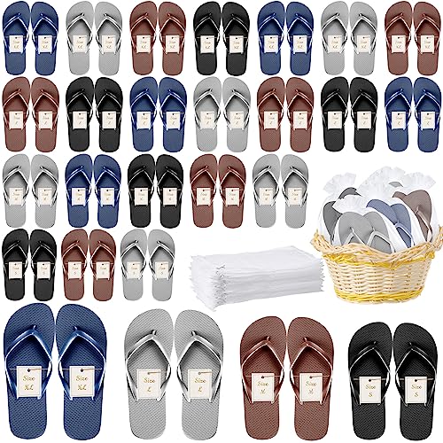 Image of Unittype Flip Flops Bulk for Wedding Guest Slippers Wedding Flip Flops with Cards Bags for Pool Beach Party