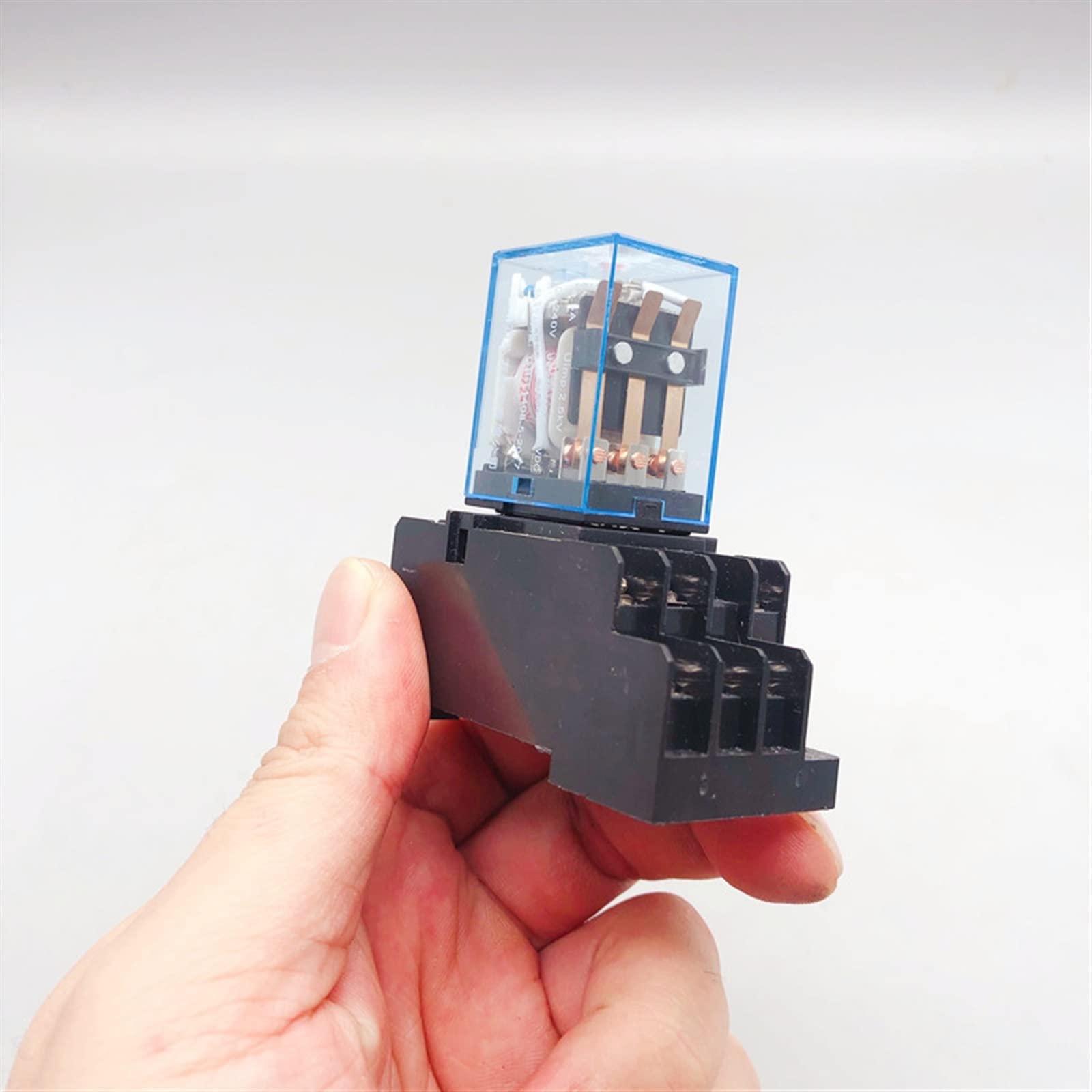 10 sztuk HH53P MY3NJ Micro Mały przekaźnik elektromagnetyczny pośredni z podstawą 11 pinów 3NO/3NC 5A 110/220 VAC 12/24 VDC Sprzęt elektryczny (bez gniazda, 1 szt. AC110V)
