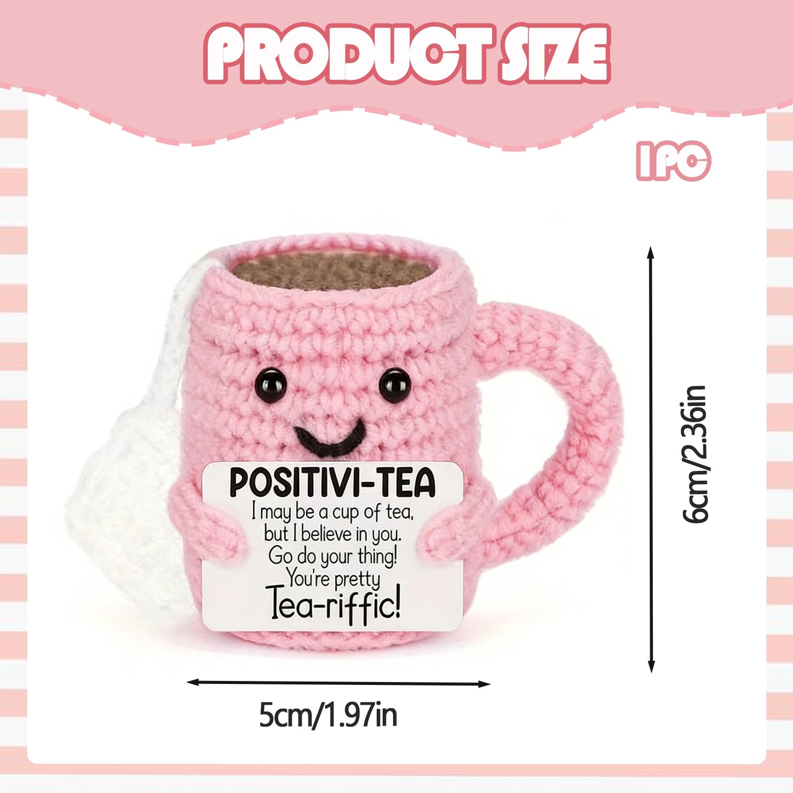 Wvbzf 1PC Positive Crochet Animals Emotional Support Crochet - Image 2