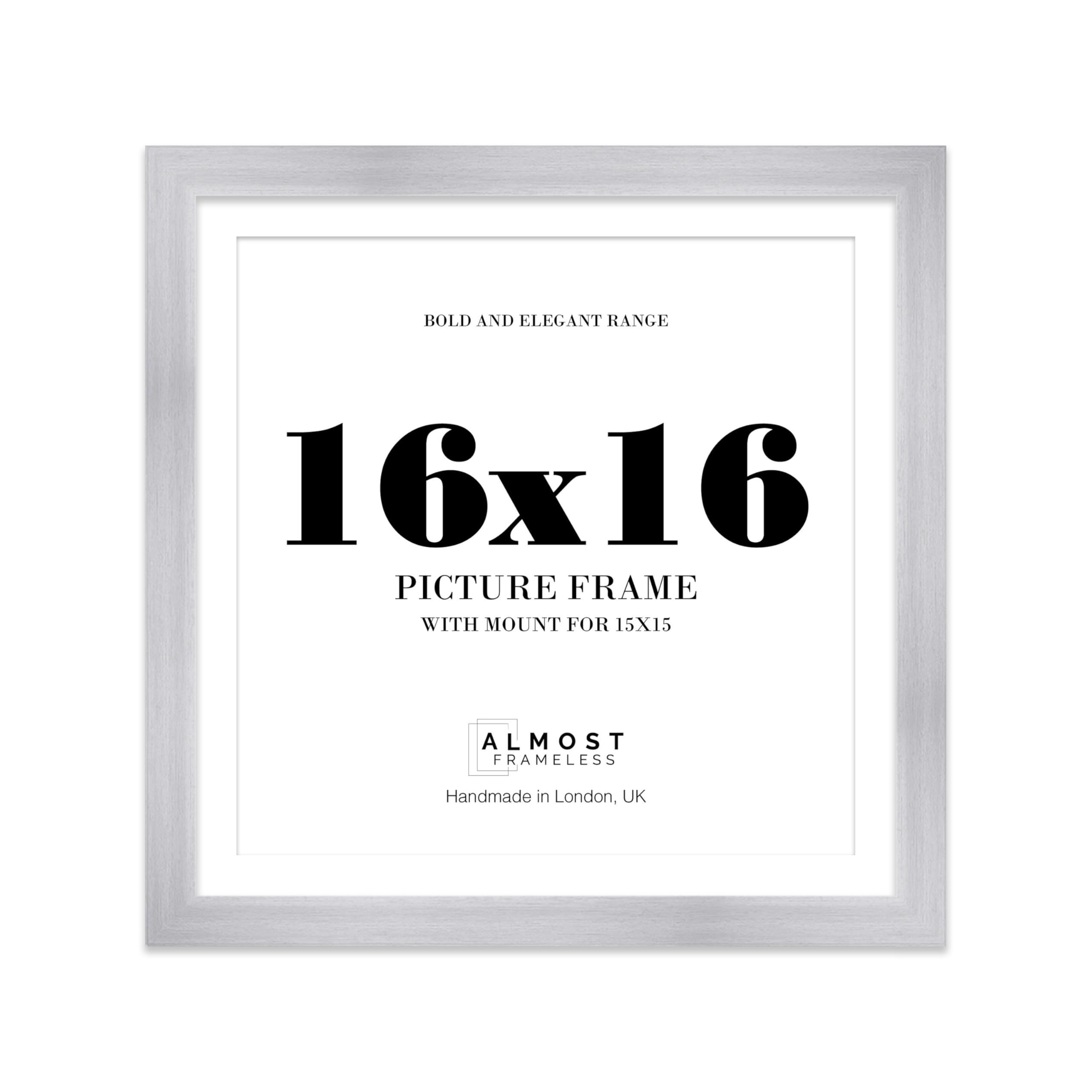 16x16 Silver Square Frame With Mount for 15x15 Pictures 28mm Edge Frame Display with Wall Hooks, 1 Pack โ image 1