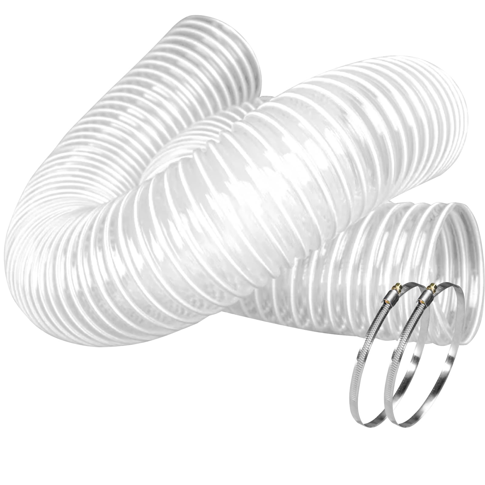 Qucship 6" x 10' Flexible PVC Fume Collection Hose with Carbon Steel Wire Coil, Puncture Resistant, for Dust Collection Systems