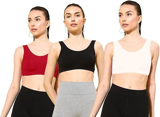 BRAAFEE Everyday Non Padded Cotton Sports Bra for Women | Full Coverage Slip Bra | Plus Size Full Coverage Bra (Multicolo...