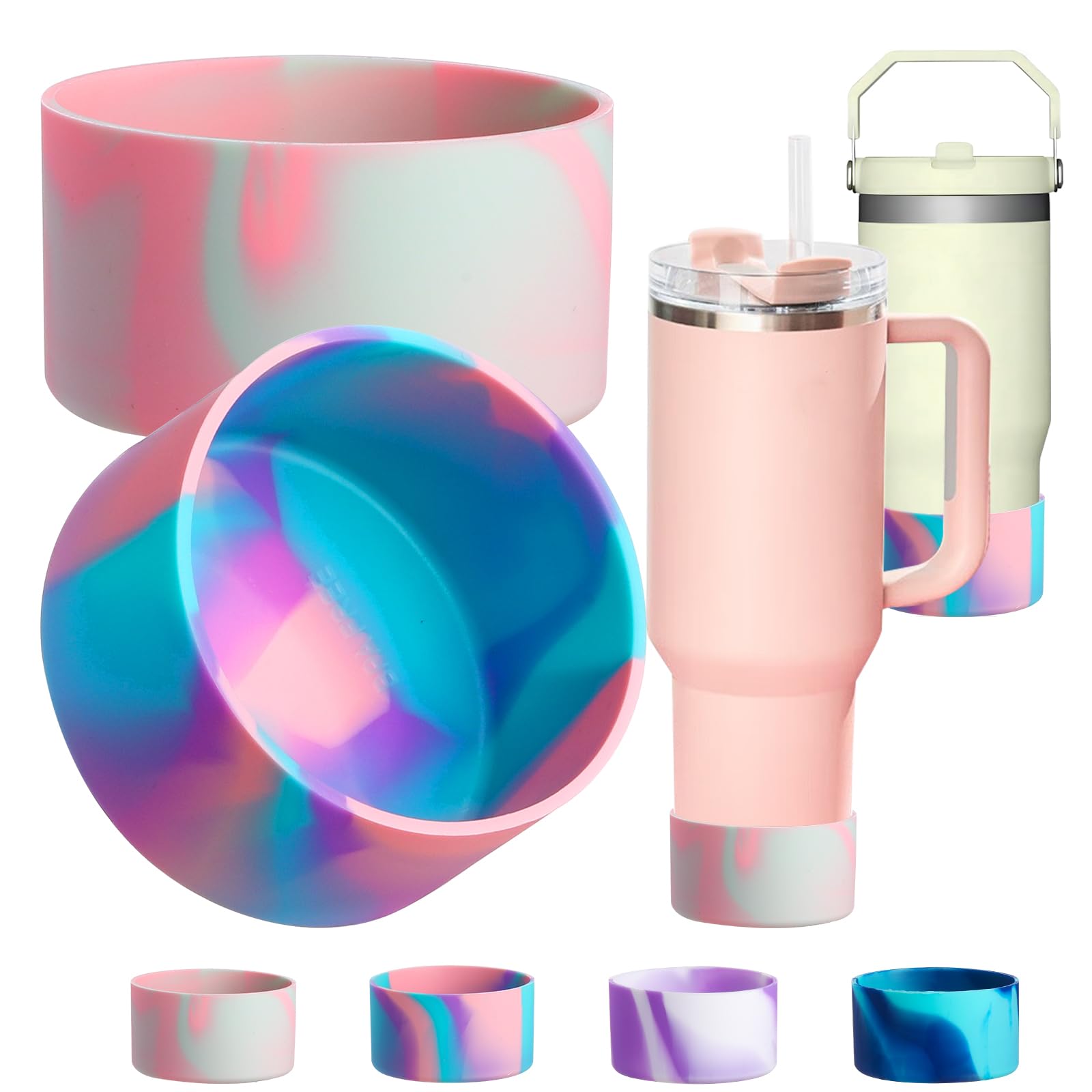 LENSARKU 2 PCS Silicone Cup Boot for Stanley, Bottom Protector for Stanley Cups, Boots for Stanley Accessories, Bottom Cover for Quencher, Tumbler, lceflow