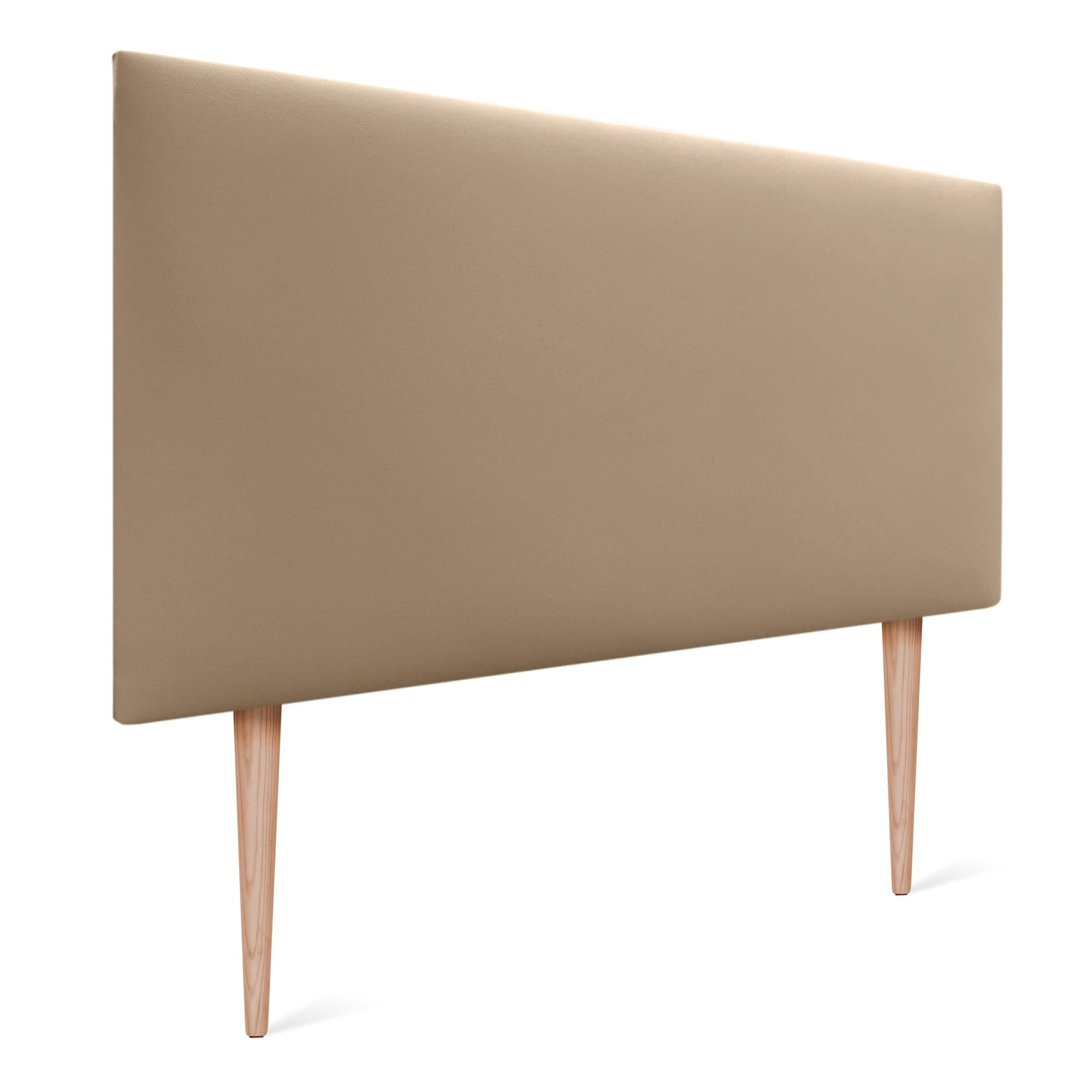 DHOME Cabecero de Polipiel o Tela AQUALINE Liso con Patas cabeceros Cabezal tapizado Cama Lujo (110x105cm con Patas (Camas 70/80/90), Polipiel Marrón Claro)