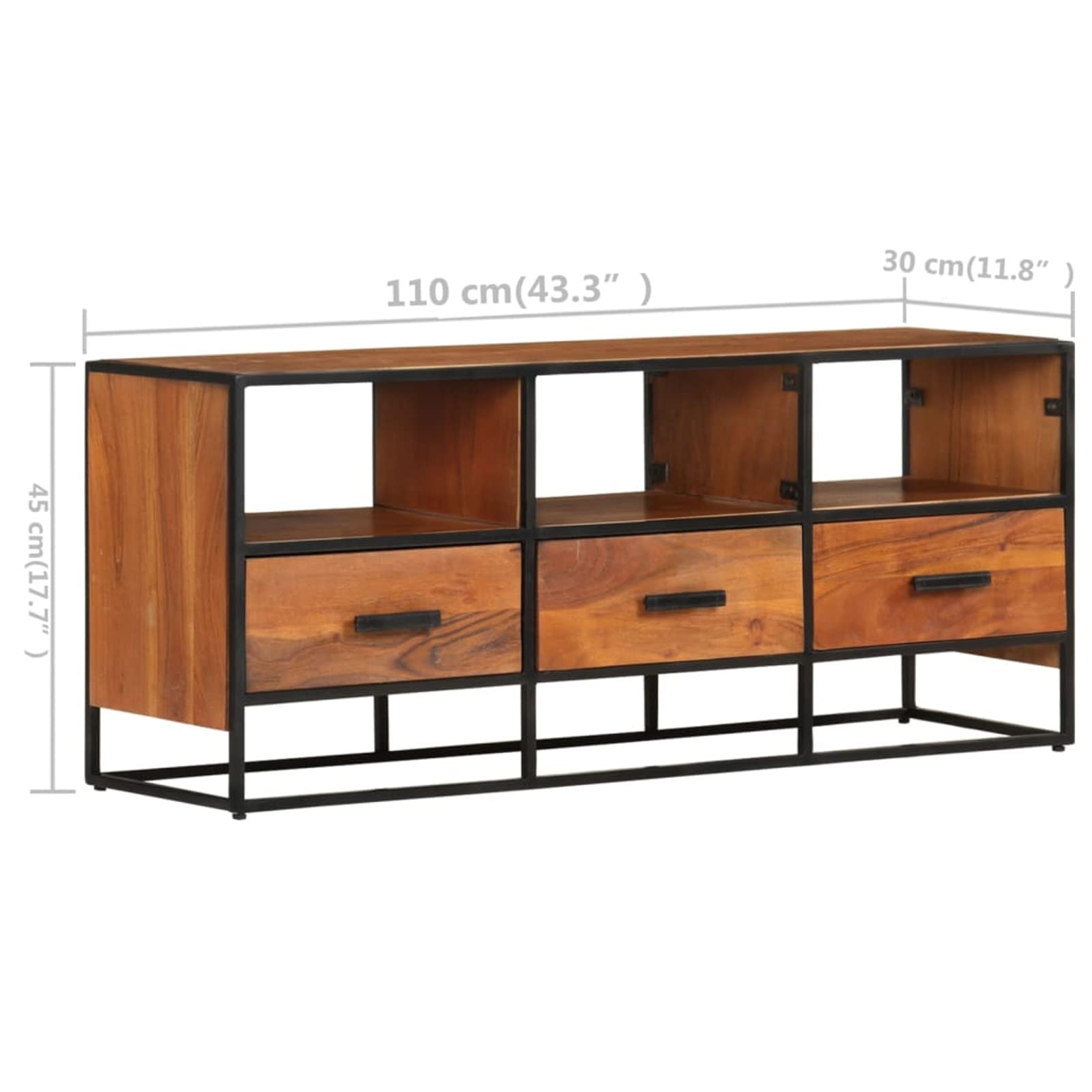 GuyAna Meuble TV 110x30x45 cm Bois d'acacia Massif,Meuble TV Étagère,Meuble d'angle TV,Meuble Haut Salon