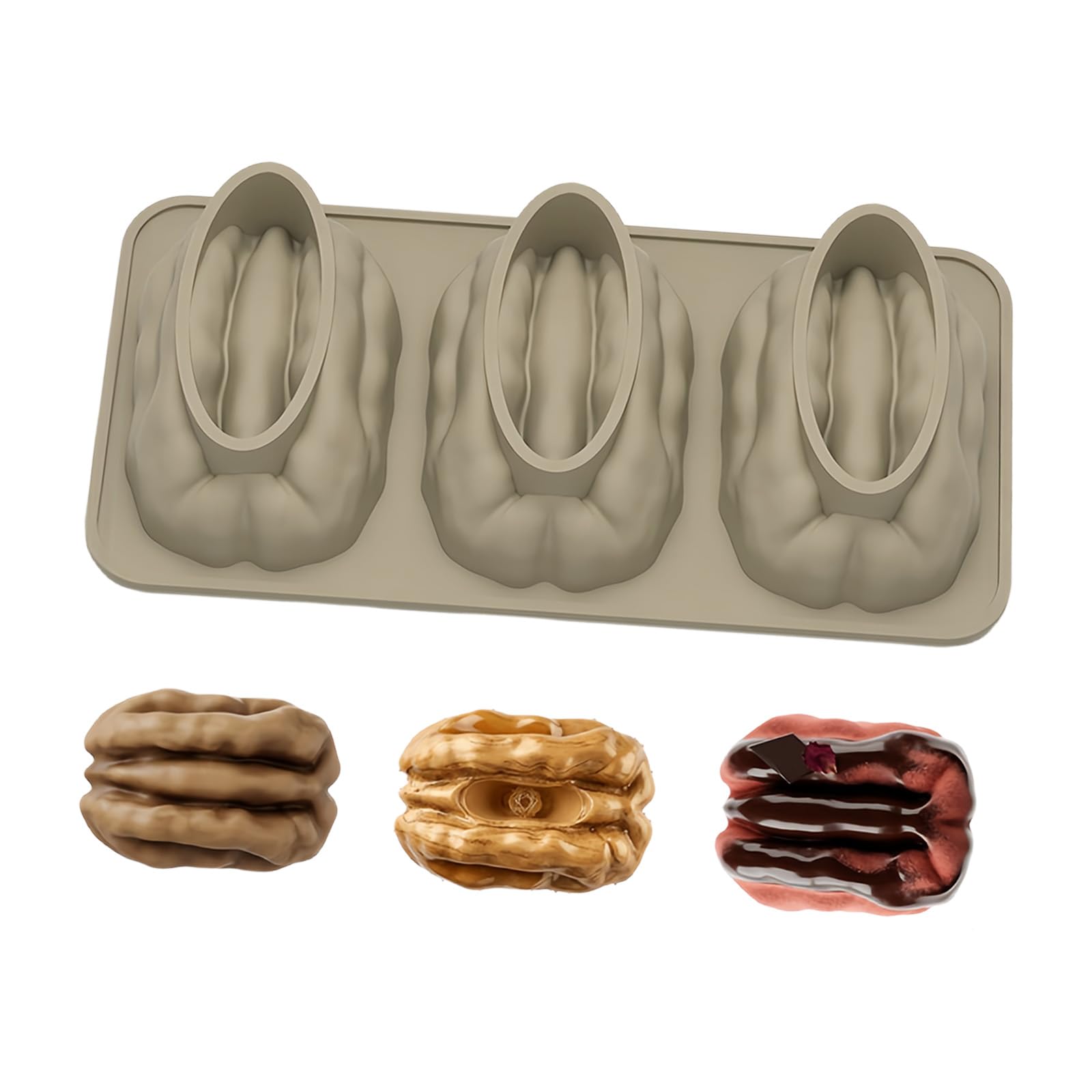 Kalttoy Silicone Molds Kitchen Bakeware Walnuts Shape Suitable for Baking Chocolate Dessert Food Grade Safe Silicone Texture Creative Cake Molds