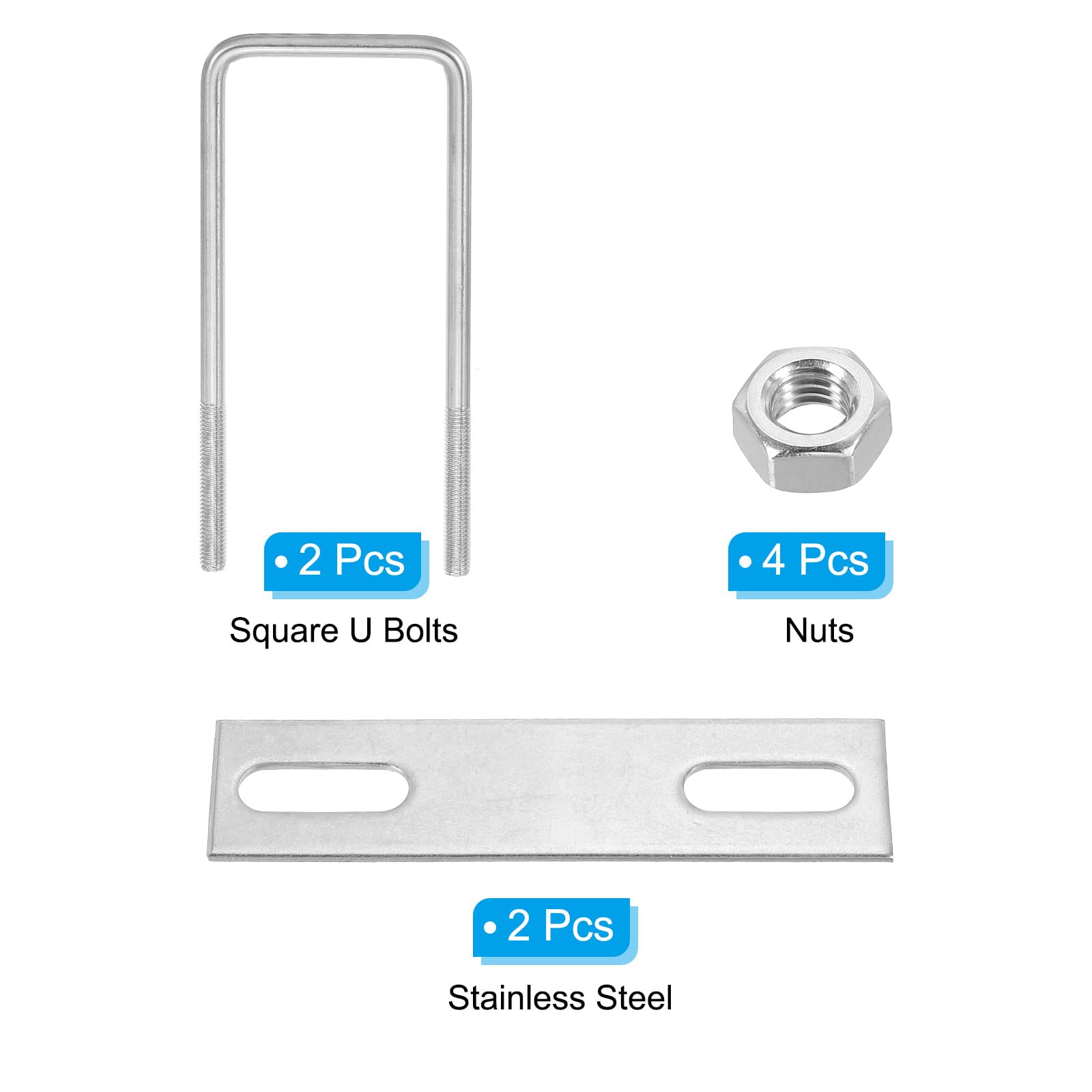 PATIKIL M8x60x160mm Square U-Bolts Kit - Image 3