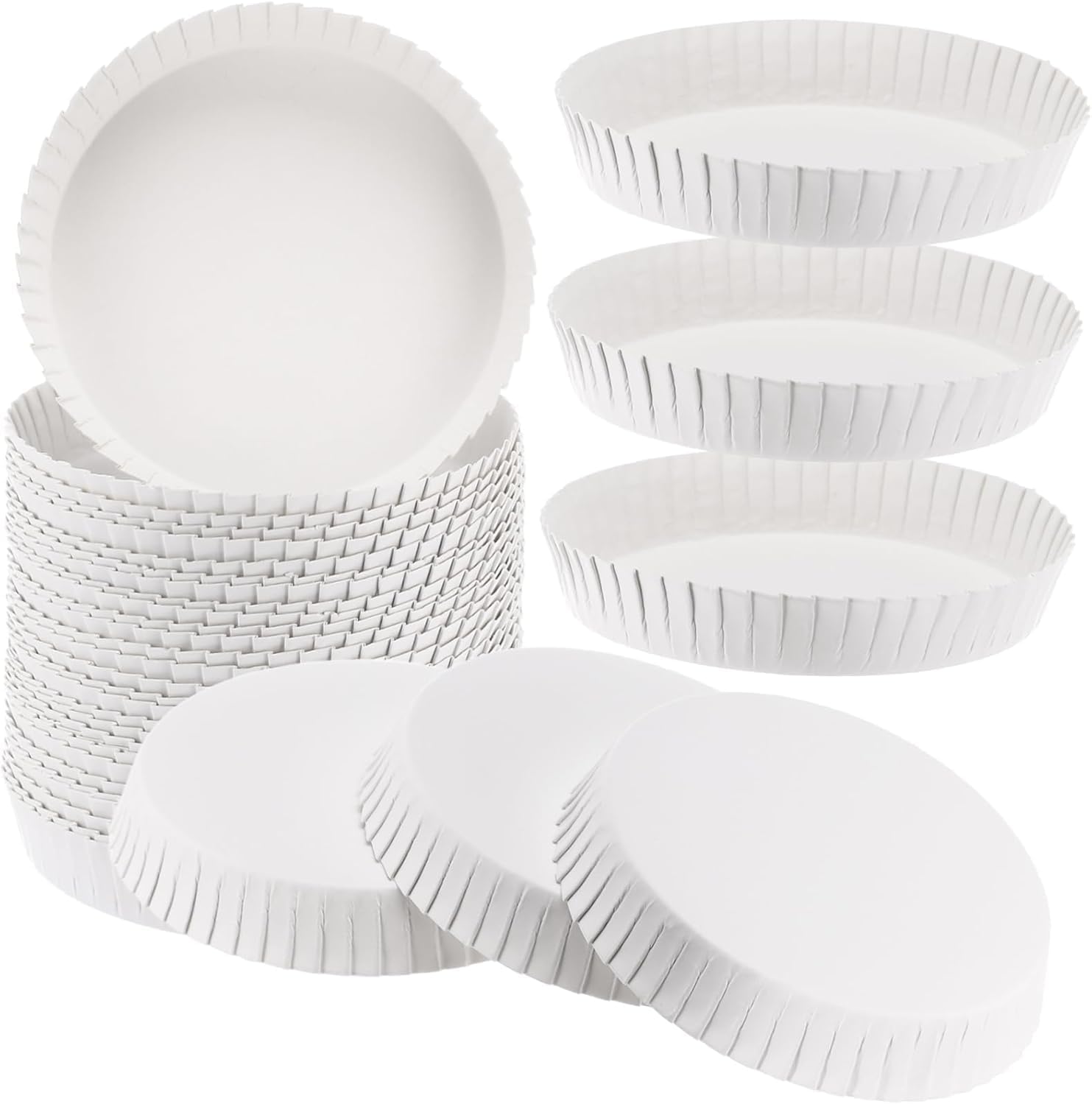 100PCS Disposable Paper Cup Covers - Recycled White Drinking Lids, Dust-Proof for Coffee, Water, Juice, Hot/Cold Beverages, Perfect for Home, Cafe, Parties, Weddings, Hotels, Bars(White) (9com*9cm)