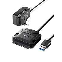 UGREEN Adattatore SATA 3,5″ 2,5″ 20TB, Cavo USB 3.0 Convertitore Type A 5Gbps UASP Trim con Alimentatore DC 12V, Compatibile con WD Toshiba Seagate Hitachi PS4