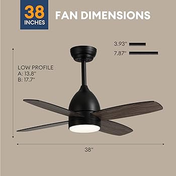 Amazon.com: SNZ Ceiling Fans with Lights and Remote, 38 in